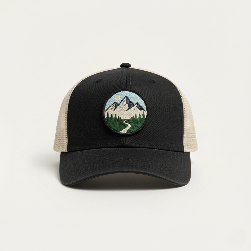 Adjustable Trucker Cap with Mesh Back and Embroidered Front Patch