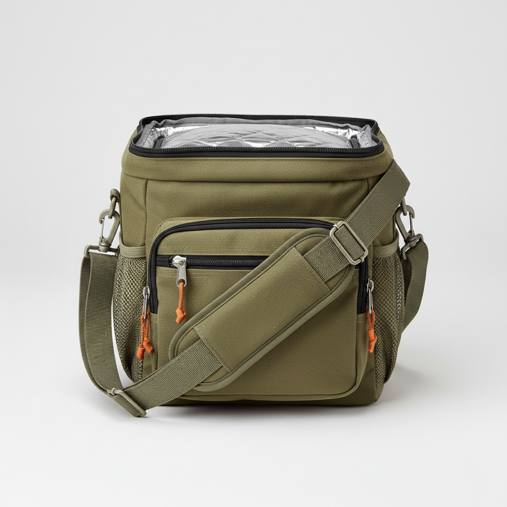 Insulated Cooler Bag with Three-Layer Thermal Lining and External Pockets