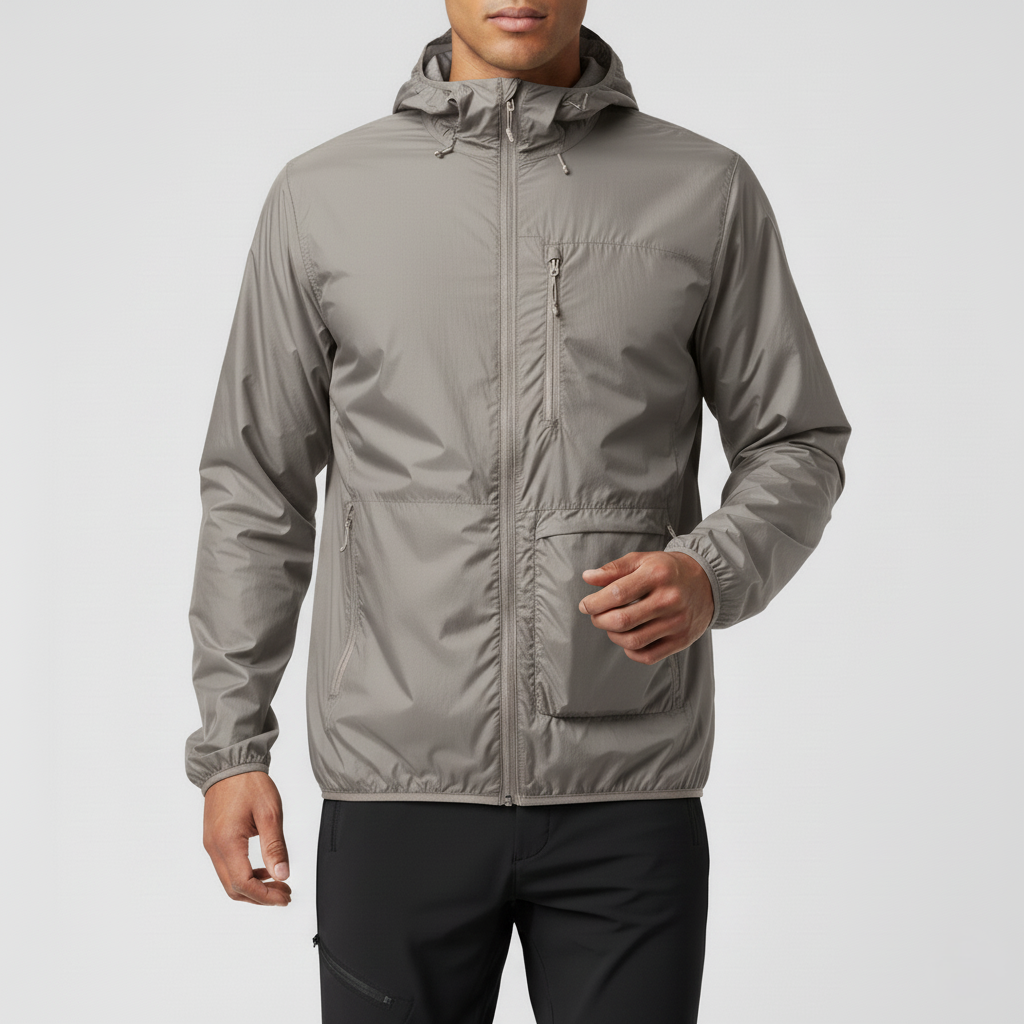 Men’s Lightweight Packable Windbreaker Jacket – Water-Resistant Polyester