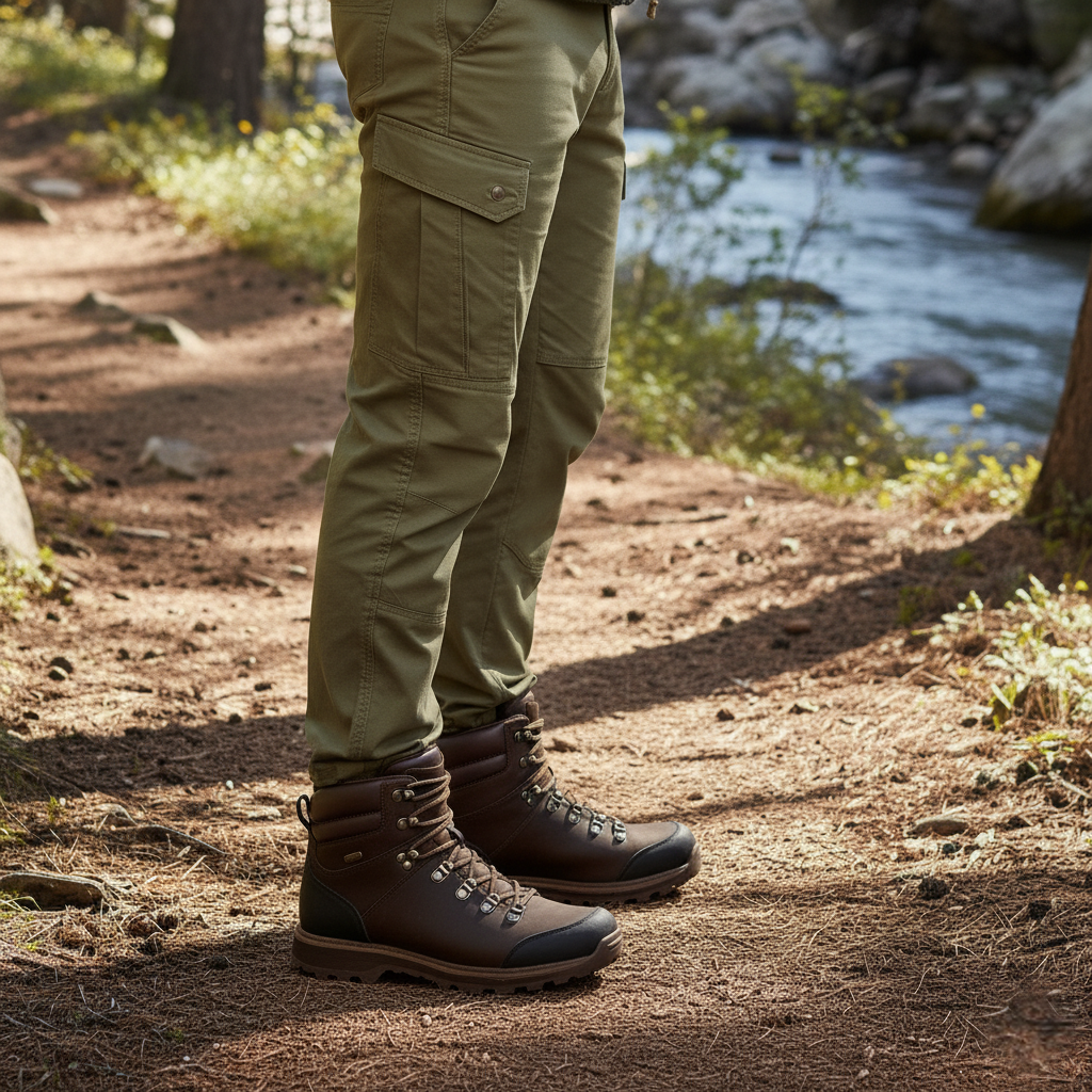 Men’s Mid-Height Hiking Boots with Water-Resistant Suede and Lace-Up Fastening