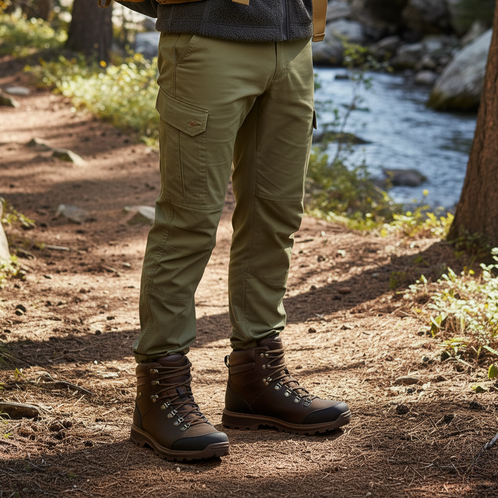 Men’s Mid-Height Hiking Boots with Water-Resistant Suede and Lace-Up Fastening