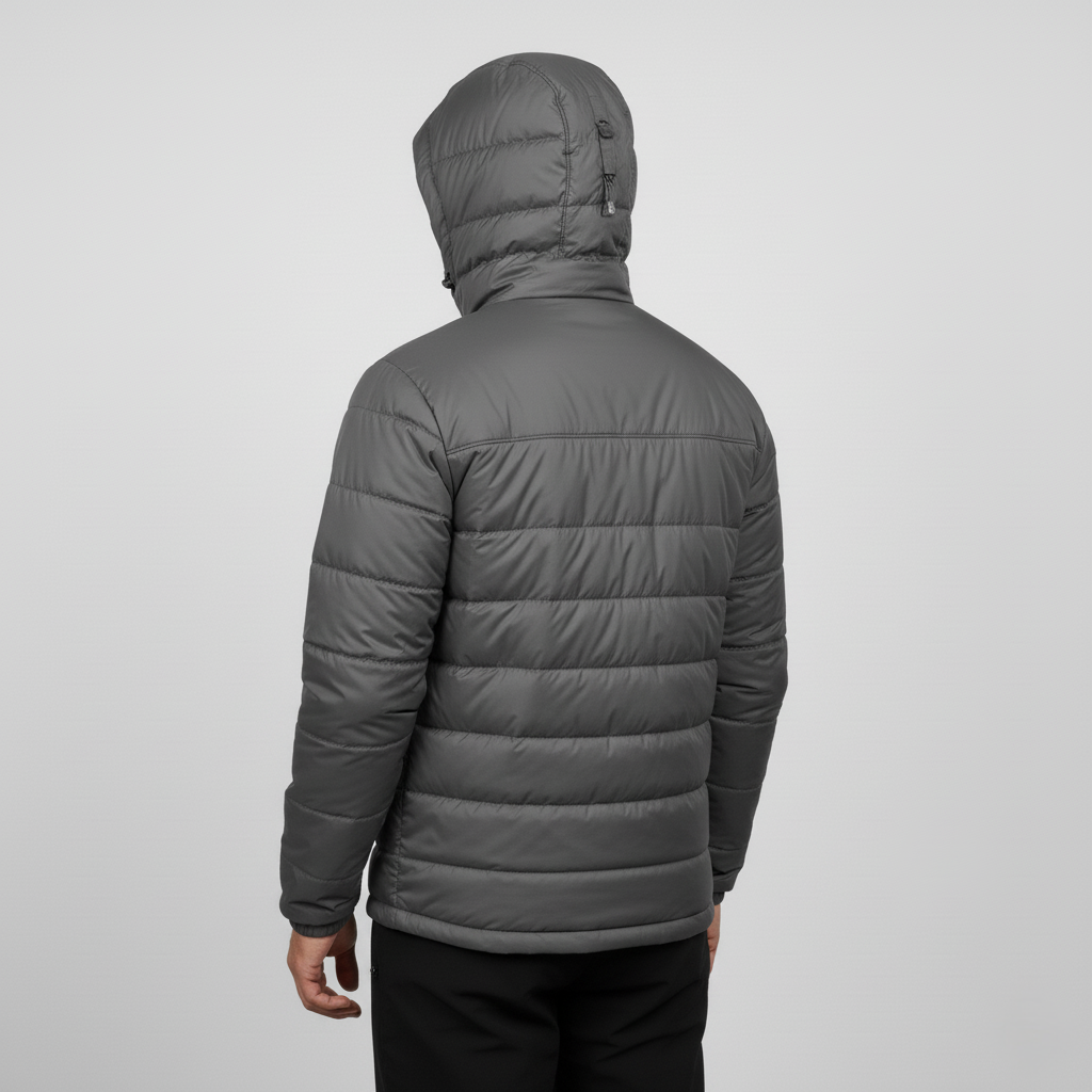 Men’s Puffer Jacket with Hood and Zip Pockets