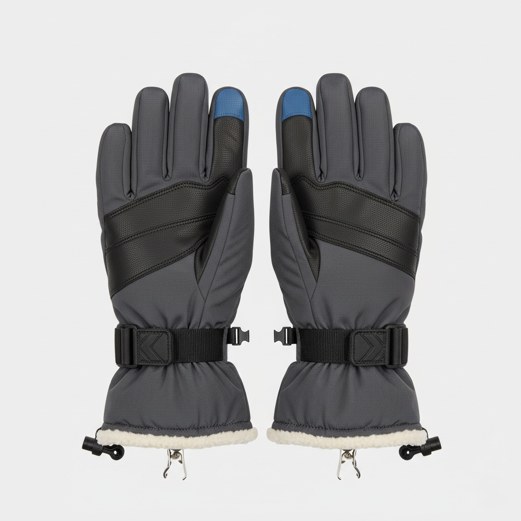 Men’s Ski and Snow Gloves with Touchscreen Fingertip – Polyester Thermal Lining