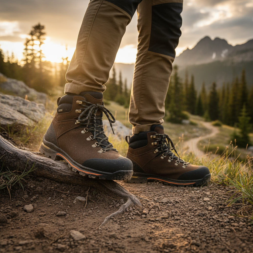 Men’s Suede Hiking Boots with Lace-Up Closure and Rubber Outsole