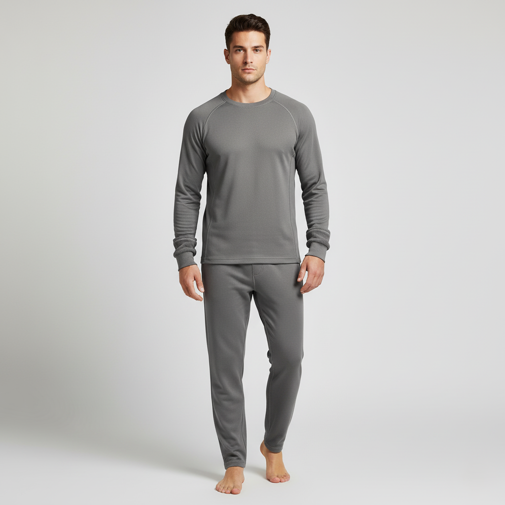 Men’s Thermal Base Layer Set with Long-Sleeve Top and Trousers