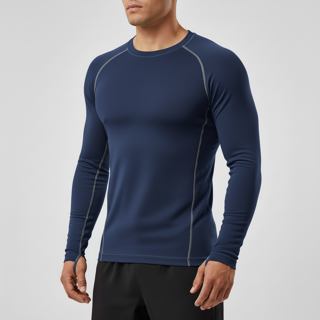 Men’s Thermal Long-Sleeve Base Layer Top – Polyester and Elastane
