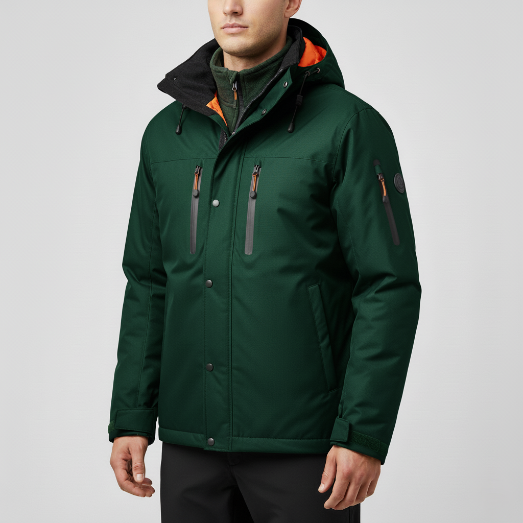 Men’s Thermal Windproof Waterproof Jacket with Removable Hood