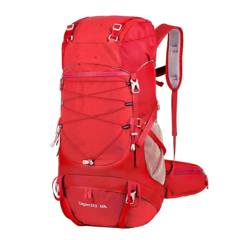 Nouvuna Monte 50L Camping Backpack – Nylon 400D with Rain Cover for Multi-Day Treks