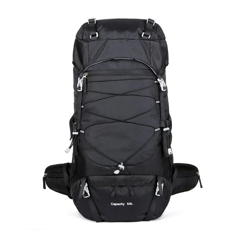 Nouvuna Monte 50L Camping Backpack – Nylon 400D with Rain Cover for Multi-Day Treks