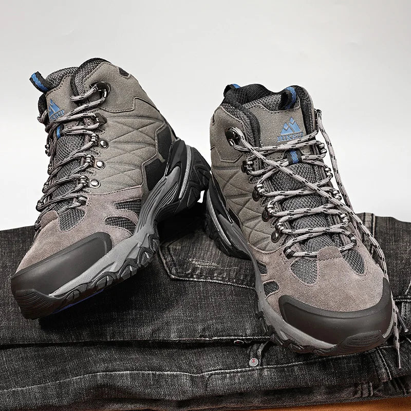 Nouvuna Waterproof Men’s Trekking Boots – Leather & Polyester High-Cut Design for Wet Conditions