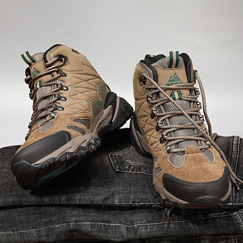 Nouvuna Waterproof Men’s Trekking Boots – Leather & Polyester High-Cut Design for Wet Conditions