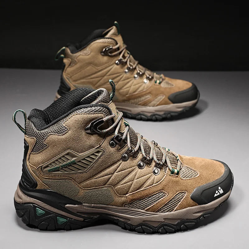 Nouvuna Waterproof Men’s Trekking Boots – Leather & Polyester High-Cut Design for Wet Conditions