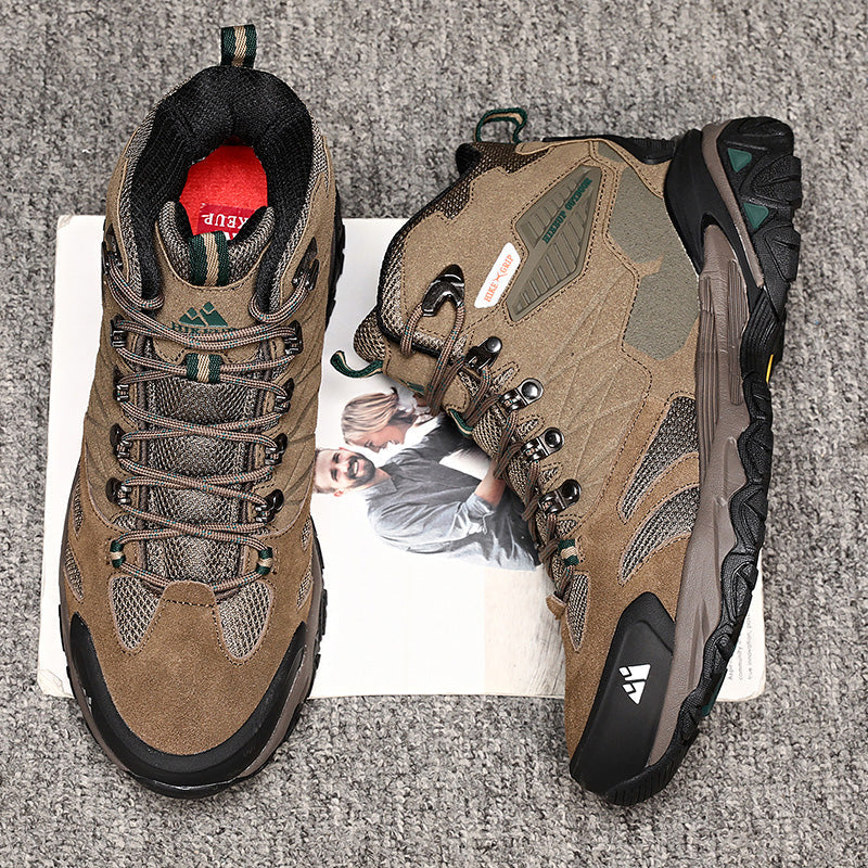 Nouvuna Waterproof Men’s Trekking Boots – Leather & Polyester High-Cut Design for Wet Conditions