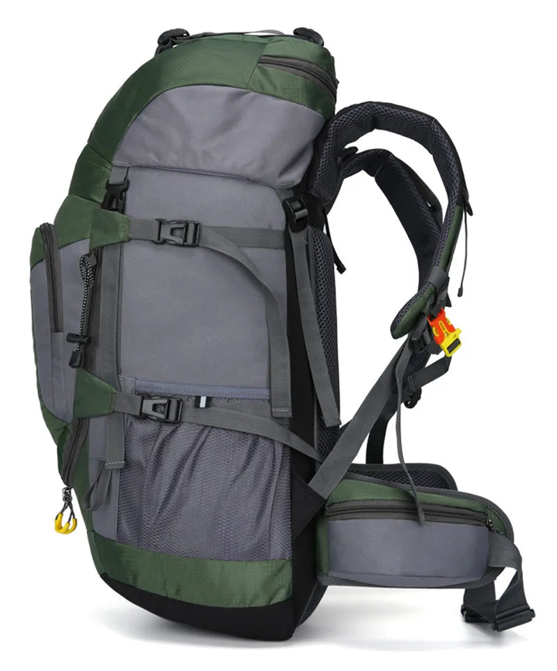 Nouvuna Reflective 60L Camping Backpack – Large-Capacity Nylon Design with Safety Strip