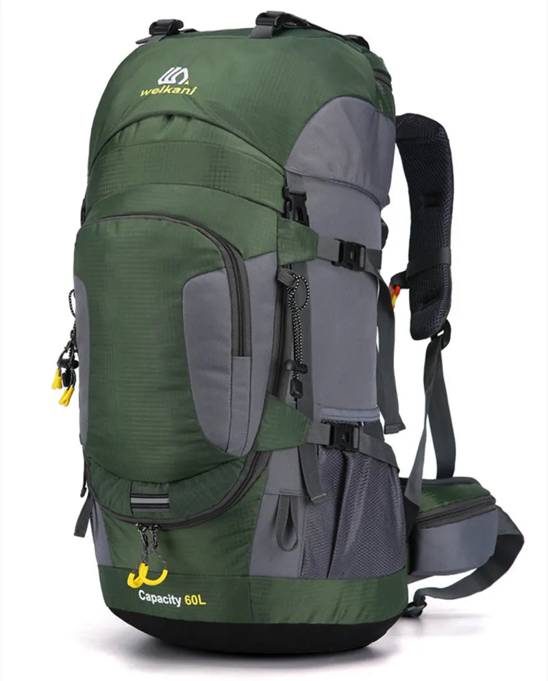 Nouvuna Reflective 60L Camping Backpack – Large-Capacity Nylon Design with Safety Strip