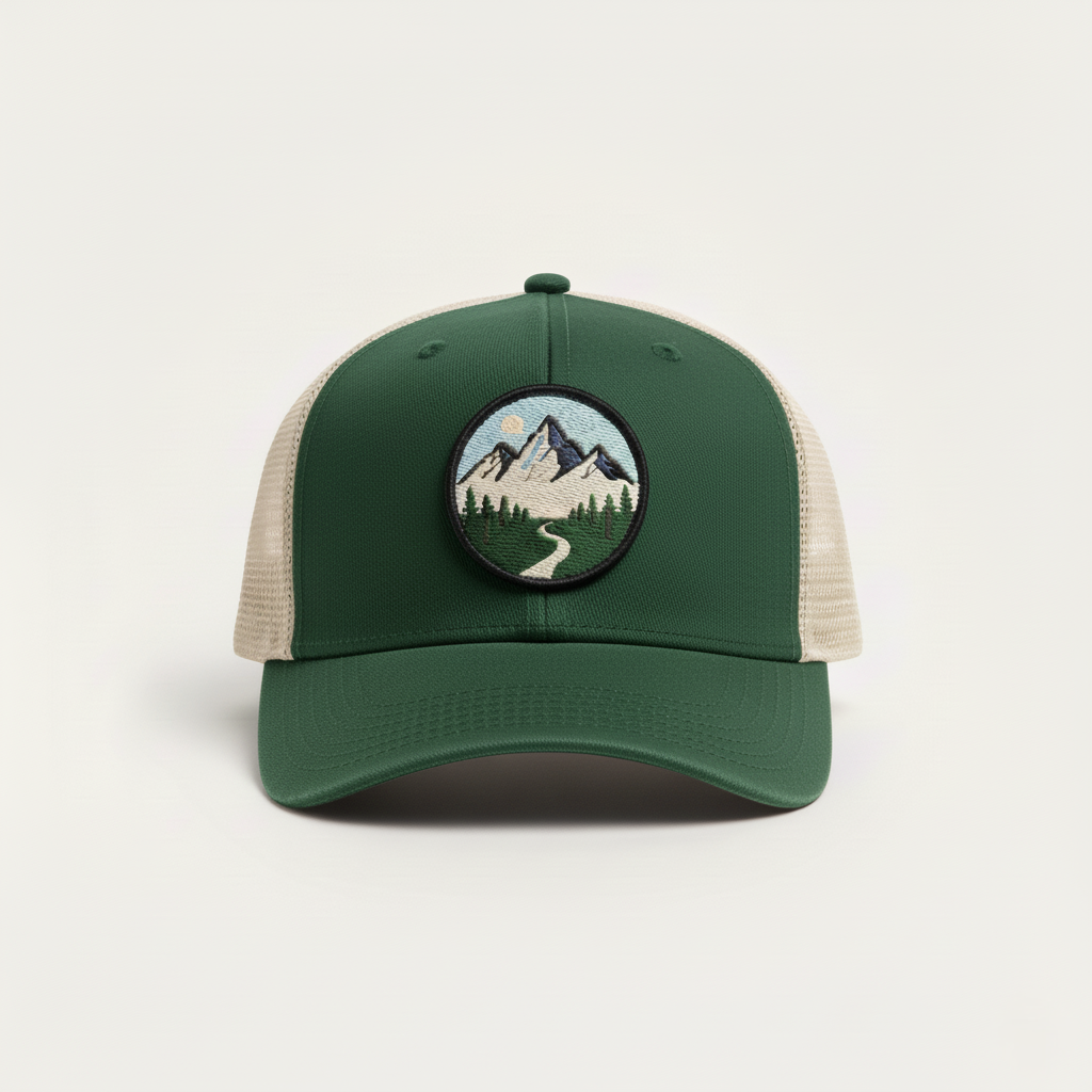 Adjustable Trucker Cap with Mesh Back and Embroidered Front Patch
