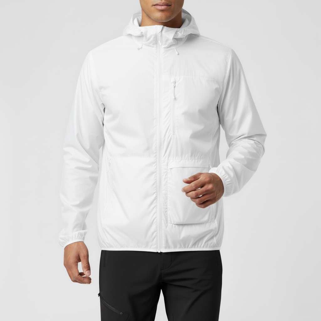 Men’s Lightweight Packable Windbreaker Jacket – Water-Resistant Polyester