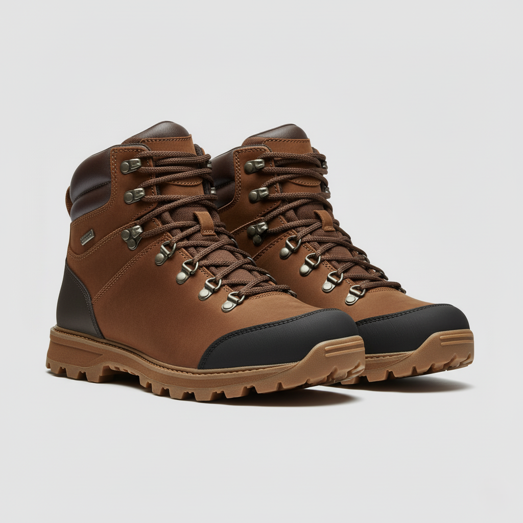 Men’s Mid-Height Hiking Boots with Water-Resistant Suede and Lace-Up Fastening