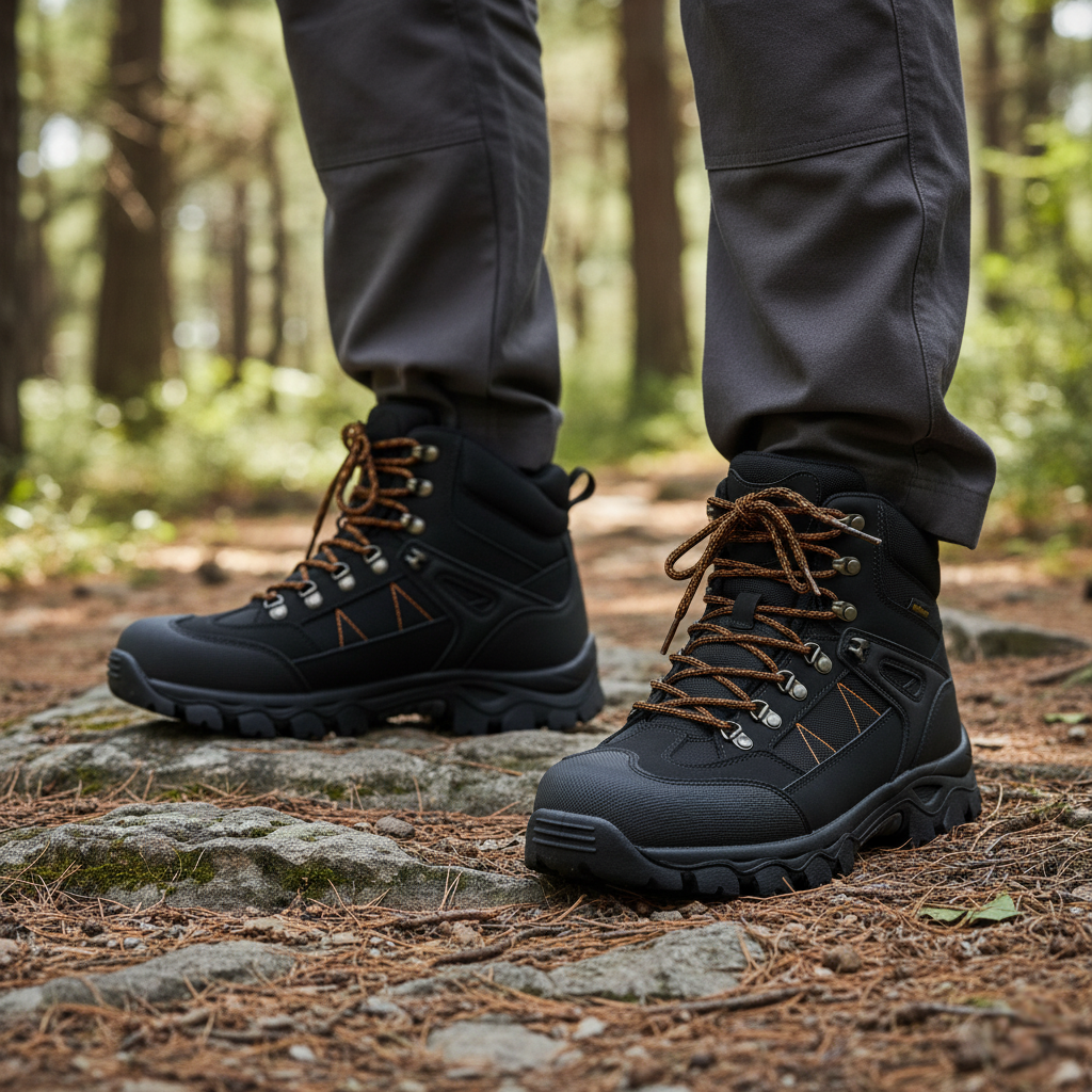 Men’s Tactical Trekking Boots with Rubberised Panels and Non-Slip Outsole