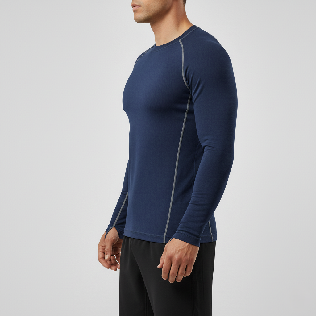 Men’s Thermal Long-Sleeve Base Layer Top – Polyester and Elastane