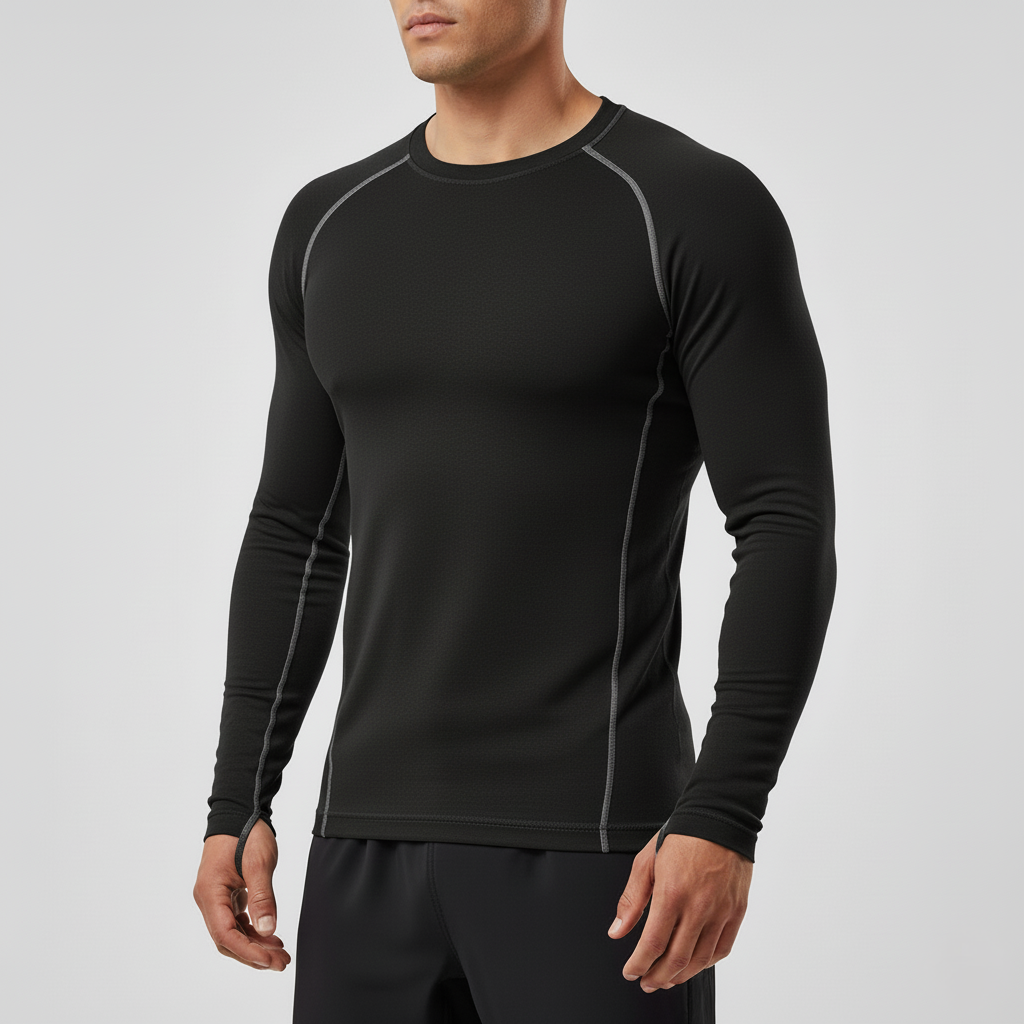 Men’s Thermal Long-Sleeve Base Layer Top – Polyester and Elastane