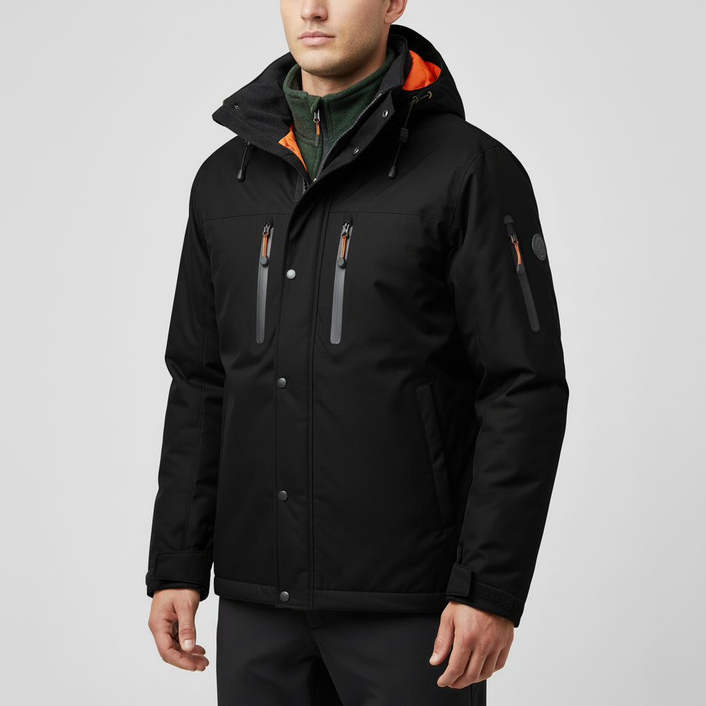 Men’s Thermal Windproof Waterproof Jacket with Removable Hood