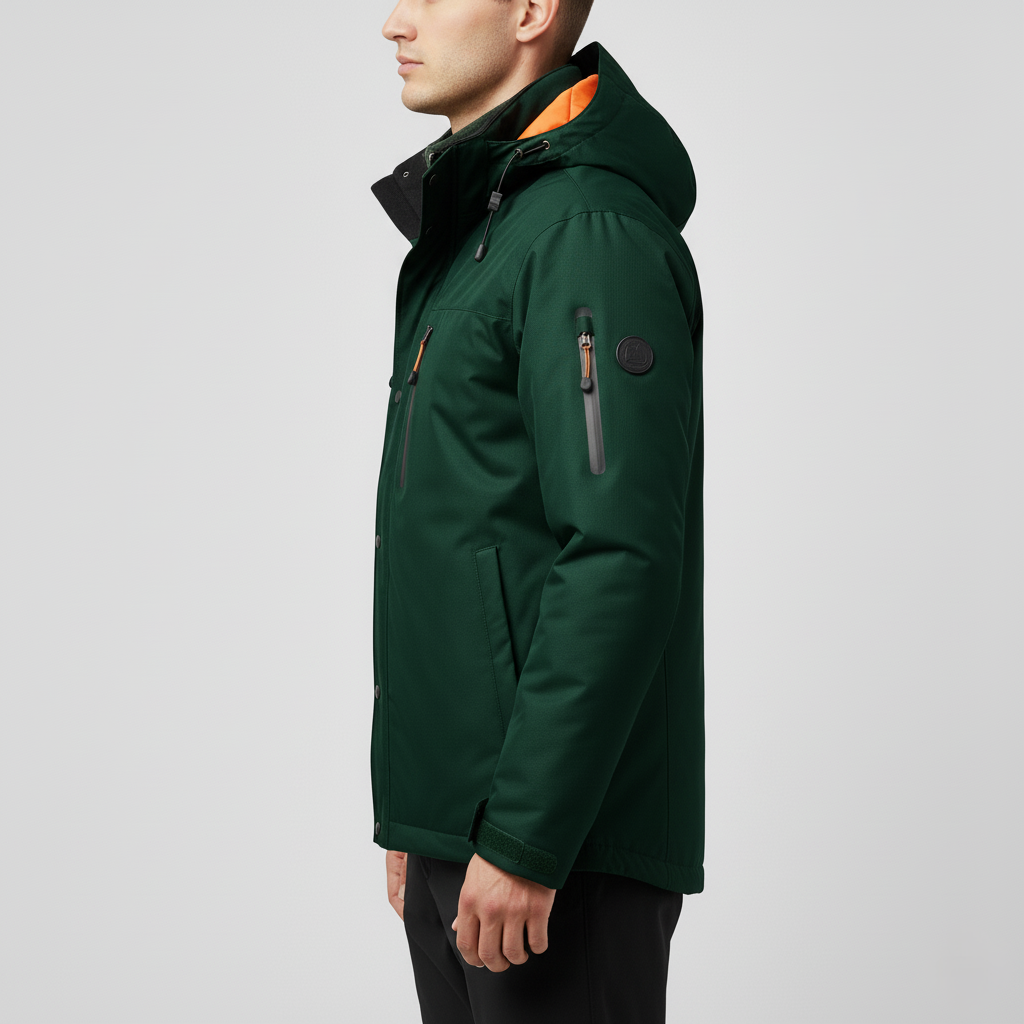 Men’s Thermal Windproof Waterproof Jacket with Removable Hood