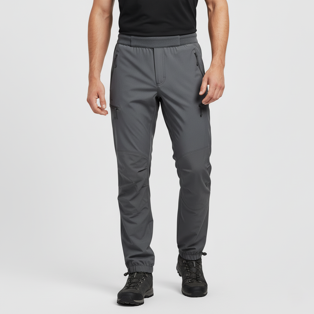 Men’s Waterproof Outdoor Trousers with Elastic Waist and Three Pockets