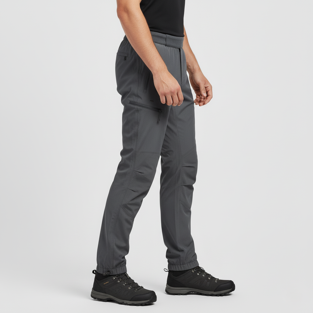 Men’s Waterproof Outdoor Trousers with Elastic Waist and Three Pockets